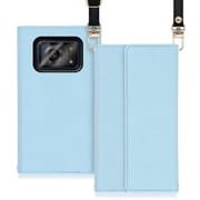 WORK22AO-BU-AR6 [LOOF Strap AQUOS R6用 クラッチバッグ風スマホケース/ロングストラップ＆カードポケット付き ブルー]