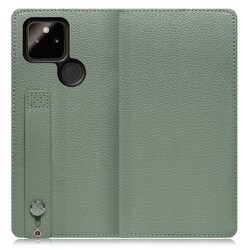 WORK23GG-DG-GPX5A5G [LOOF Hold Google Pixel 5a（5G）用 ベルト付きの本革スマホケース/スタンド機能＆カードポケット付き ダルグリーン]