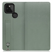 WORK23GG-DG-GPX5 [LOOF Hold Google Pixel 5用 ベルト付きの本革スマホケース/スタンド機能＆カードポケット付き ダルグリーン]
