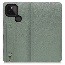 WORK23GG-DG-GPX4A5G [LOOF Hold Google Pixel 4a（5G）用 ベルト付きの本革スマホケース/スタンド機能＆カードポケット付き ダルグリーン]