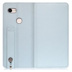 WORK23GG-BU-PX3XL [LOOF Hold Google Pixel 3 XL用 ベルト付きの本革スマホケース/スタンド機能＆カードポケット付き スカイブルー]