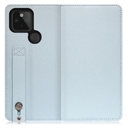 WORK23GG-BU-GPX5 [LOOF Hold Google Pixel 5用 ベルト付きの本革スマホケース/スタンド機能＆カードポケット付き スカイブルー]