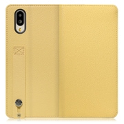 WORK23AO-YL-SMP65G [LOOF Hold AQUOS シンプルスマホ6用 ベルト付きの本革スマホケース/スタンド機能＆カードポケット付き ジャスミンイエロー]