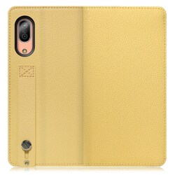 WORK23AO-YL-SEN3 [LOOF Hold AQUOS sense3/sense3 lite/sense3 basic用 ベルト付きの本革スマホケース/スタンド機能＆カードポケット付き ジャスミンイエロー]