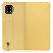 WORK23AO-YL-ASE4 [LOOF Hold AQUOS sense5G/sense4 basic/sense4 lite用 ベルト付きの本革スマホケース/スタンド機能＆カードポケット付き ジャスミンイエロー]