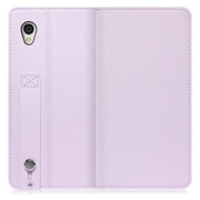 WORK23AO-PL-SEN2 [LOOF Hold AQUOS sense2（かんたん）用 ベルト付きの本革スマホケース/スタンド機能＆カードポケット付き ラベンダー]