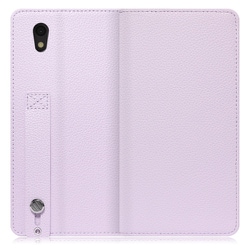 WORK23AO-PL-SEN [LOOF Hold AQUOS sense basic/sense lite用 ベルト付きの本革スマホケース/スタンド機能＆カードポケット付き ラベンダー]