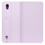 WORK23AO-PL-SEN [LOOF Hold AQUOS sense basic/sense lite用 ベルト付きの本革スマホケース/スタンド機能＆カードポケット付き ラベンダー]