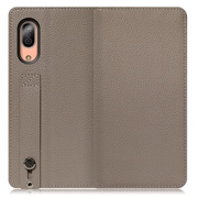 WORK23AO-GB-SEN3 [LOOF Hold AQUOS sense3/sense3 lite/sense3 basic用 ベルト付きの本革スマホケース/スタンド機能＆カードポケット付き グレージュ]