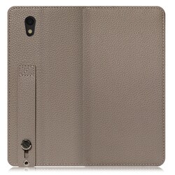 WORK23AO-GB-SEN [LOOF Hold AQUOS sense basic/sense lite用 ベルト付きの本革スマホケース/スタンド機能＆カードポケット付き グレージュ]