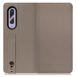WORK23AO-GB-AZ5GB [LOOF Hold AQUOS zero5G basic用 ベルト付きの本革スマホケース/スタンド機能＆カードポケット付き グレージュ]