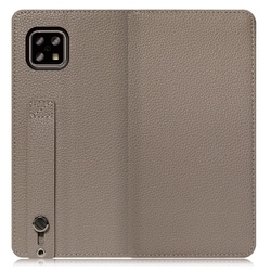 WORK23AO-GB-ASE4 [LOOF Hold AQUOS sense5G/sense4 basic/sense4 lite用 ベルト付きの本革スマホケース/スタンド機能＆カードポケット付き グレージュ]