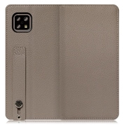 WORK23AO-GB-ASE4 [LOOF Hold AQUOS sense5G/sense4 basic/sense4 lite用 ベルト付きの本革スマホケース/スタンド機能＆カードポケット付き グレージュ]