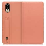 WORK23AO-FM-SMP65G [LOOF Hold AQUOS シンプルスマホ6用 ベルト付きの本革スマホケース/スタンド機能＆カードポケット付き フラミンゴ]
