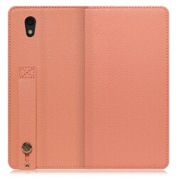 WORK23AO-FM-SEN [LOOF Hold AQUOS sense basic/sense lite用 ベルト付きの本革スマホケース/スタンド機能＆カードポケット付き フラミンゴ]