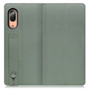 WORK23AO-DG-SEN3 [LOOF Hold AQUOS sense3/sense3 lite/sense3 basic用 ベルト付きの本革スマホケース/スタンド機能＆カードポケット付き ダルグリーン]