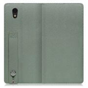 WORK23AO-DG-SEN [LOOF Hold AQUOS sense basic/sense lite用 ベルト付きの本革スマホケース/スタンド機能＆カードポケット付き ダルグリーン]