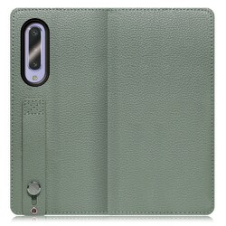 WORK23AO-DG-AZ5GB [LOOF Hold AQUOS zero5G basic用 ベルト付きの本革スマホケース/スタンド機能＆カードポケット付き ダルグリーン]
