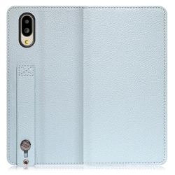 WORK23AO-BU-SMP65G [LOOF Hold AQUOS シンプルスマホ6用 ベルト付きの本革スマホケース/スタンド機能＆カードポケット付き スカイブルー]
