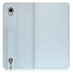 LOOF Hold AQUOS sense plus用 ベルト付きの本革スマホケース/スタンド機能＆カードポケット付き スカイブルー WORK23AO-BU-SENP