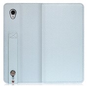 WORK23AO-BU-SENP [LOOF Hold AQUOS sense plus用 ベルト付きの本革スマホケース/スタンド機能＆カードポケット付き スカイブルー]