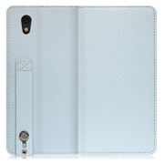 WORK23AO-BU-SEN [LOOF Hold AQUOS sense basic/sense lite用 ベルト付きの本革スマホケース/スタンド機能＆カードポケット付き スカイブルー]