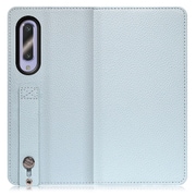 WORK23AO-BU-AZ5GB [LOOF Hold AQUOS zero5G basic用 ベルト付きの本革スマホケース/スタンド機能＆カードポケット付き スカイブルー]