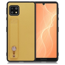 WORK26AO-YL-ASE4 [LOOF Hold-Shell AQUOS sense5G/sense4 basic/sense4 lite用 本革スマホケース/ホールドベルト付き ジャスミンイエロー]
