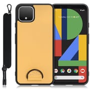 WORK37GG-YL-PX4 [LOOF Strap-Shell Google Pixel 4用 首掛けスマホケース/ネックストラップ付き イエローベージュ]
