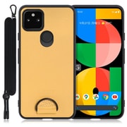 WORK37GG-YL-GPX5A5G [LOOF Strap-Shell Google Pixel 5a（5G）用 首掛けスマホケース/ネックストラップ付き イエローベージュ]
