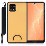 WORK37AO-YL-ASE4 [LOOF Strap-Shell AQUOS sense5G/sense4 basic/sense4 lite用 首掛けスマホケース/ネックストラップ付き イエローベージュ]