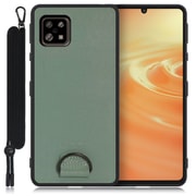 WORK37AO-GN-ASE6 [LOOF Strap-Shell AQUOS sense6/6s用 首掛けスマホケース/ネックストラップ付き ホーリーグリーン]