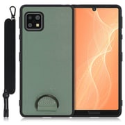 WORK37AO-GN-ASE4 [LOOF Strap-Shell AQUOS sense5G/sense4 basic/sense4 lite用 首掛けスマホケース/ネックストラップ付き ホーリーグリーン]