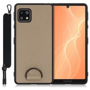 WORK37AO-BN-ASE4 [LOOF Strap-Shell AQUOS sense5G/sense4 basic/sense4 lite用 首掛けスマホケース/ネックストラップ付き ラテブラウン]