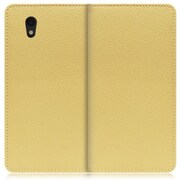 WORK47AO-YL-SEN [LOOF Book AQUOS sense basic/sense lite用 本革スマホケース/スタンド機能＆カードポケット付き ジャスミンイエロー]