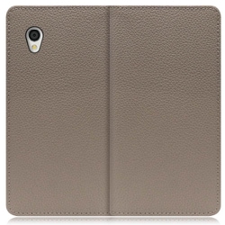 WORK47AO-GB-SEN2 [LOOF Book AQUOS sense2（かんたん）用 本革スマホケース/スタンド機能＆カードポケット付き グレージュ]