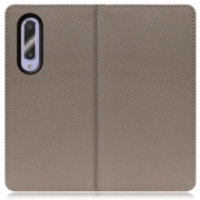 WORK47AO-GB-AZ5GB [LOOF Book AQUOS zero5G basic用 本革スマホケース/スタンド機能＆カードポケット付き グレージュ]