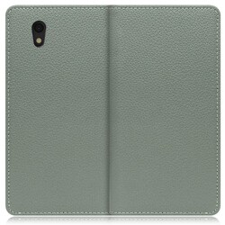 WORK47AO-DG-SEN [LOOF Book AQUOS sense basic/sense lite用 本革スマホケース/スタンド機能＆カードポケット付き ダルグリーン]