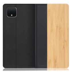WORK08GG-TA-PX4XL [LOOF Nature Google Pixel 4 XL用 天然木仕様の本革スマホケース/スタンド機能＆カードポケット付き 竹]