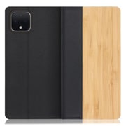 WORK08GG-TA-PX4 [LOOF Nature Google Pixel 4用 天然木仕様の本革スマホケース/スタンド機能＆カードポケット付き 竹]
