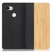 WORK08GG-TA-PX3 [LOOF Nature Google Pixel 3用 天然木仕様の本革スマホケース/スタンド機能＆カードポケット付き 竹]