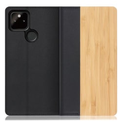 WORK08GG-TA-GPX5A5G [LOOF Nature Google Pixel 5a（5G）用 天然木仕様の本革スマホケース/スタンド機能＆カードポケット付き 竹]