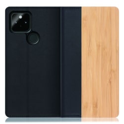 WORK08GG-TA-GPX5 [LOOF Nature Google Pixel 5用 天然木仕様の本革スマホケース/スタンド機能＆カードポケット付き 竹]
