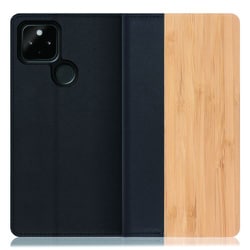 WORK08GG-TA-GPX4A5G [LOOF Nature Google Pixel 4a（5G）用 天然木仕様の本革スマホケース/スタンド機能＆カードポケット付き 竹]