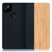 WORK08GG-TA-GPX4A5G [LOOF Nature Google Pixel 4a（5G）用 天然木仕様の本革スマホケース/スタンド機能＆カードポケット付き 竹]