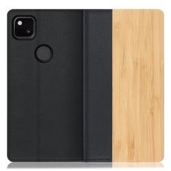 WORK08GG-TA-GPX4A [LOOF Nature Google Pixel 4a用 天然木仕様の本革スマホケース/スタンド機能＆カードポケット付き 竹]