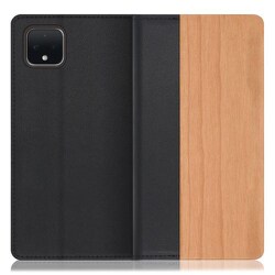 WORK08GG-SA-PX4XL [LOOF Nature Google Pixel 4 XL用 天然木仕様の本革スマホケース/スタンド機能＆カードポケット付き 桜]