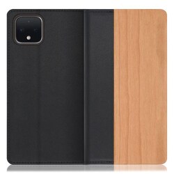 WORK08GG-SA-PX4 [LOOF Nature Google Pixel 4用 天然木仕様の本革スマホケース/スタンド機能＆カードポケット付き 桜]