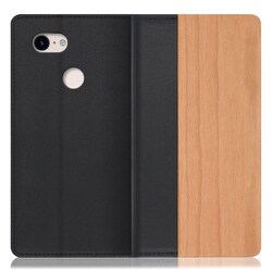 WORK08GG-SA-PX3 [LOOF Nature Google Pixel 3用 天然木仕様の本革スマホケース/スタンド機能＆カードポケット付き 桜]