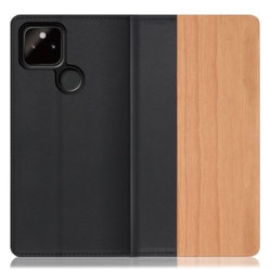 WORK08GG-SA-GPX5A5G [LOOF Nature Google Pixel 5a（5G）用 天然木仕様の本革スマホケース/スタンド機能＆カードポケット付き 桜]